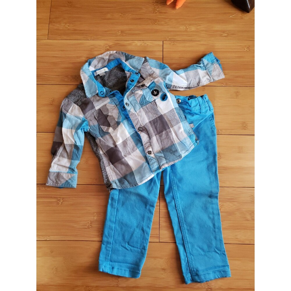 Petit Lem boys pearl snap outfit 12m